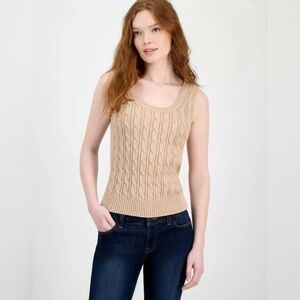 Tommy Hilfiger Tan Ralphcore Cableknit Sweater Tank Size M